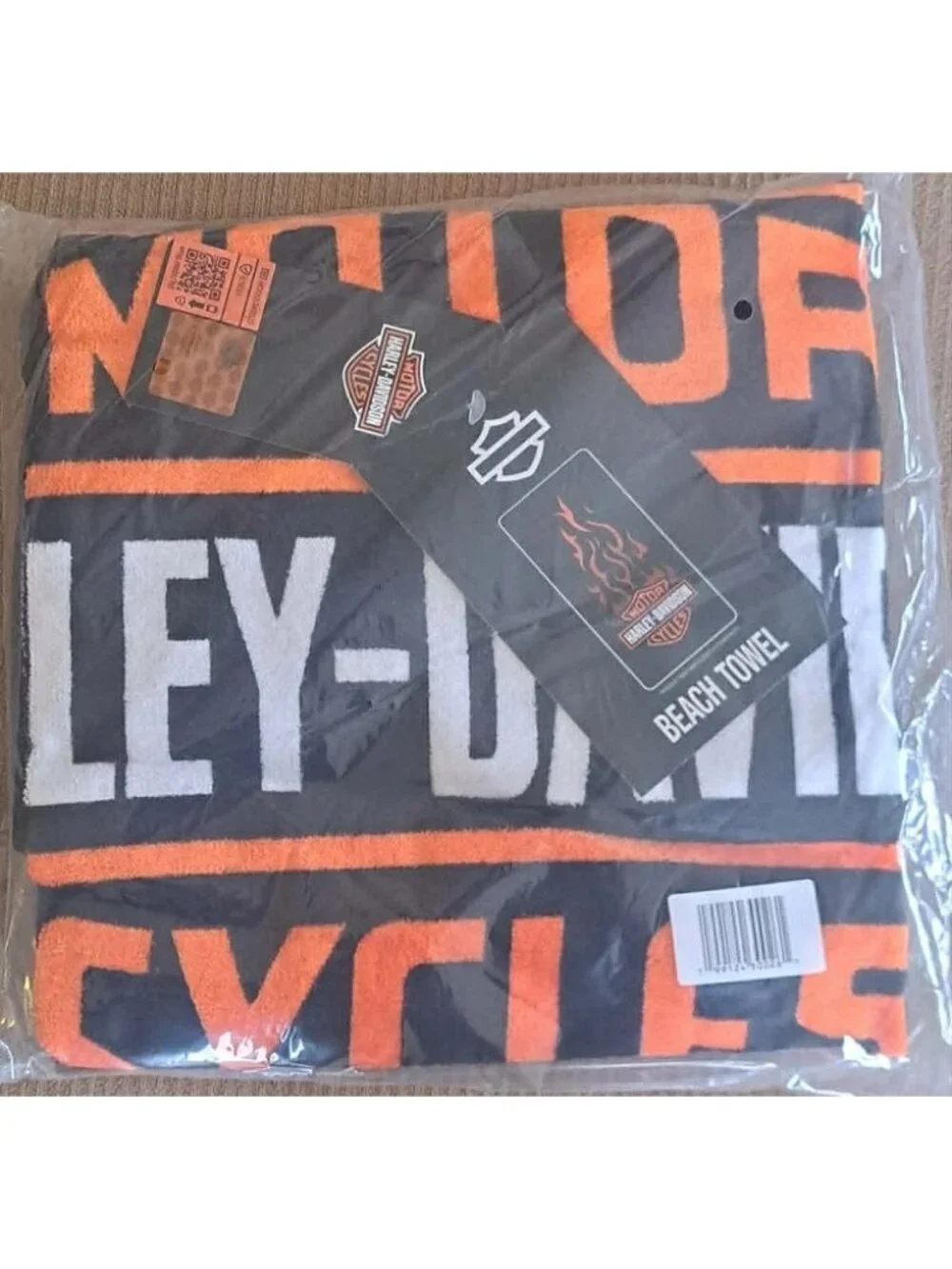 Harley Davidson Flames Beach Bath Pool Gift Towel Fire Motorcycle Bike Logo NIP